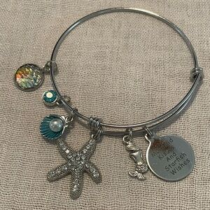 Silver Charm Bracelet with Starfish and Mermaid